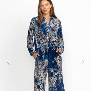 Johnny Was Silk Smocked Pants